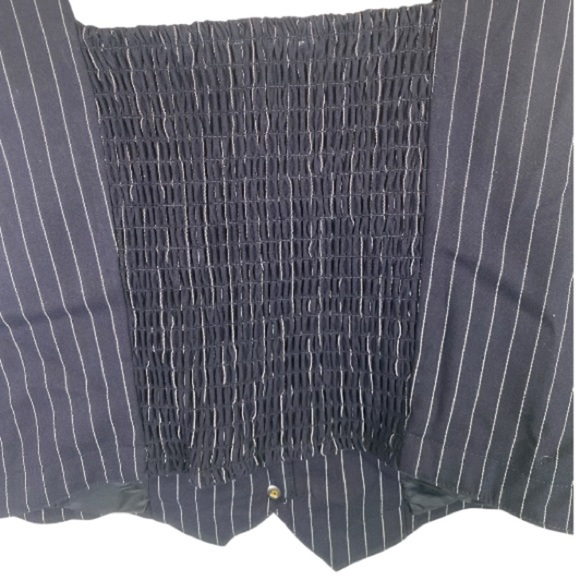 SO brand navy white pin strip vest elastic back snap feature // XL - Picture 6 of 8